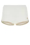 Courrèges Logo-patch Cotton Shorts In Whiteoatmeal
