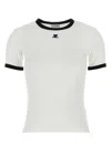 Courrèges Fitted White T-shirt With Contrasting Ribbed Trim In White