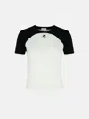 Courrèges Circle Contrast White And Black Cotton T-shirt In White