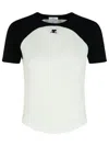 Courrèges Circle Contrast White And Black Cotton T-shirt In White