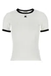 Courrèges Cotton T-shirt With Black Trim And Front Logo In White