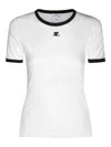 Courrèges Fitted White T-shirt With Contrasting Ribbed Trim In White