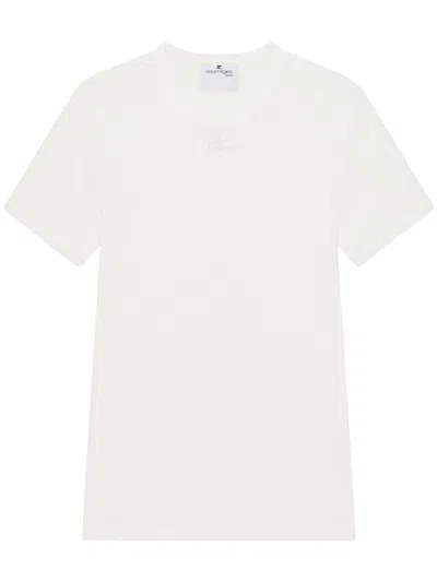COURRÈGES WHITE CREWNECK SOLID T-SHIRT