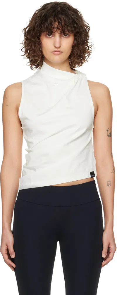 Courrèges White Draped Jersey Tank Top In 0001 Heritage White
