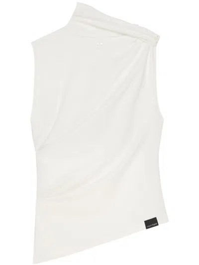 COURRÈGES WOMEN WHITE DRAPED TOP, S LUXURY TOPS FOR WOMEN DARVEYS