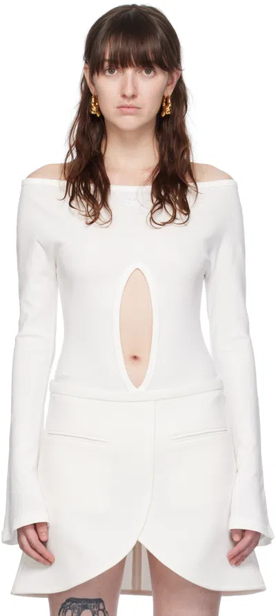 Courrèges White Drop Bodysuit In 0001 Heritage White