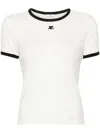 Courrèges Fitted White T-shirt With Contrasting Ribbed Trim In White