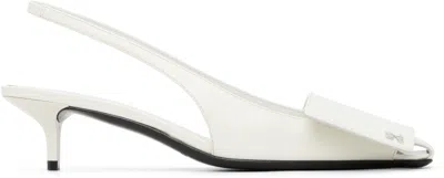 Courrèges White Fold Iced Leather Slingback Heels In Multi