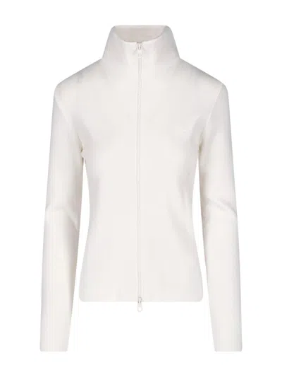 Courrèges White High Collar Zip Merino Wool Cardigan