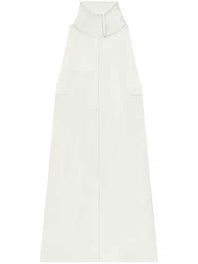 Courrèges White High-neck Short Dress In Beige