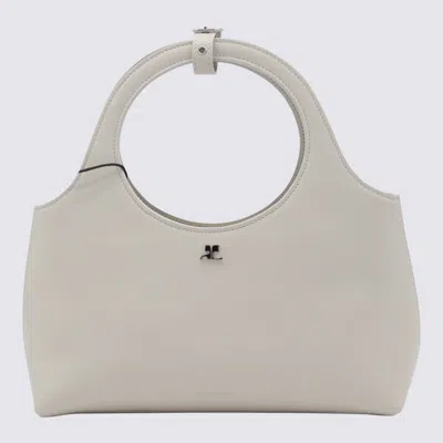 Courrèges White Leather Top Handle Bag In Brown