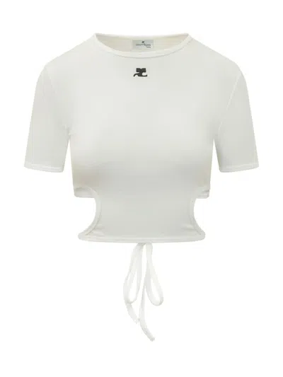 Courrèges White Logo Round Neck T-shirt