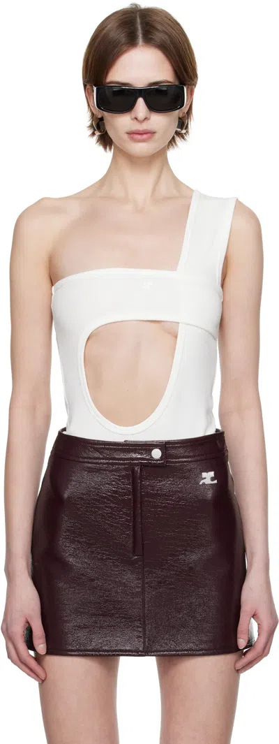 COURRÈGES WHITE LOOP 90'S RIB BODYSUIT