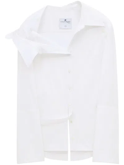 COURRÈGES WHITE MODULAR ASYMMETRIC COTTON SHIRT