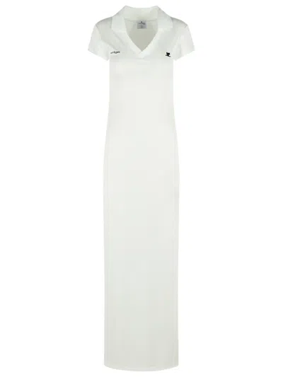 Courrèges Polyester Dress Cap Sleeves Side Slit In Multi