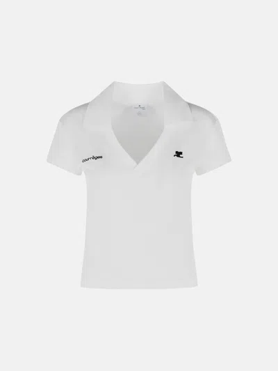 Courrèges White Polyester Polo Shirt