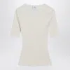 Courrèges White Ribbed Sweater In Cotton And Wool