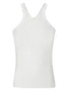 Courrèges Ribbed Tank Top With Zipper On The Neckline In White