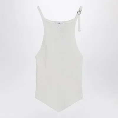 COURRÈGES COURRÈGES WHITE RIBBED TOP WITH POINTED HEM