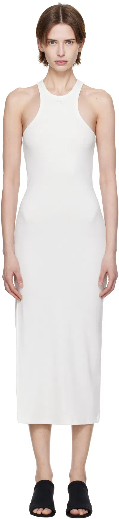 COURRÈGES WHITE SCUBA 90'S RIB MIDI DRESS