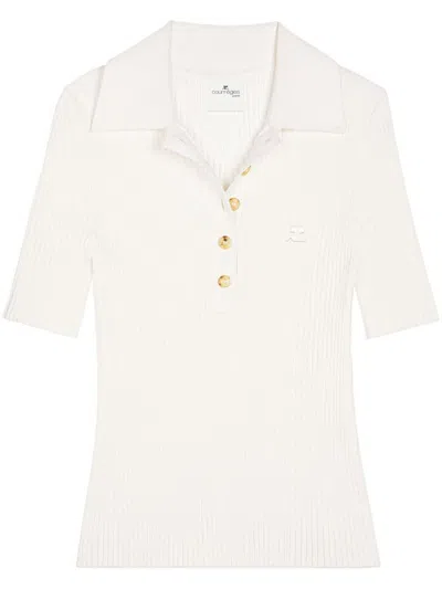 COURRÈGES WHITE SHORT-SLEEVE POLO SHIR