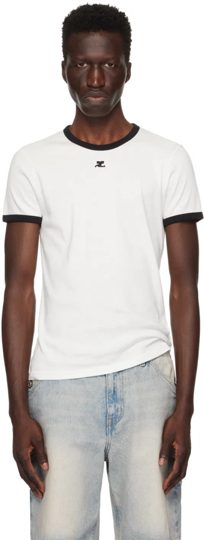 Courrèges Contrast Cotton T-shirt In White
