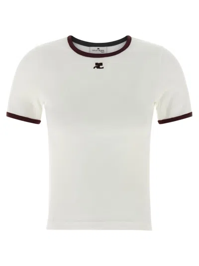 COURRÈGES WHITE SIGNATURE CONTRAST T-SHIRT