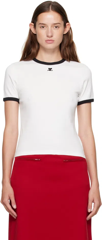 COURRÈGES WHITE SIGNATURE CONTRAST T-SHIRT