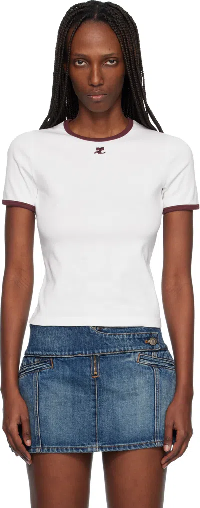 Courrèges Courreges Women Cotton T-shirt With Contrasting Profiles In White