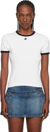 Courrèges Courreges Women Cotton T-shirt With Contrasting Profiles In White