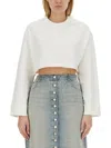 Courrèges White Solid Crew Neck Sweatshirt In White