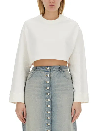 COURRÈGES WOMEN WHITE SOLID CREW NECK SWEATSHIRT, L LUXURY SWEATSHIRTS & HOODIES FOR WOMEN DARVEYS