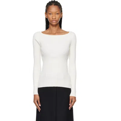 Courrèges White Square Neck Rib Knit Sweater In 1200 Pillow