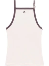 Courrèges Buckle-detail Cotton Tank Top In White
