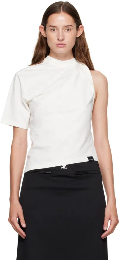 Courrèges White Twist Asymmetrical T-shirt