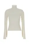 Courrèges Courreges Turtleneck Sweater In Black Viscose Blend In White