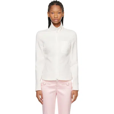 Courrèges White Zipped 1-pocket Twill Top In 0001 Heritage White