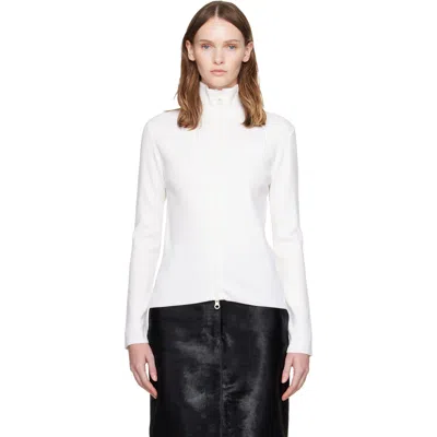 Courrèges White Zipped Merino Wool Cardigan