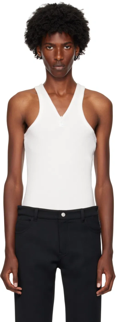 Courrèges White Zipped Tank Top In 0001