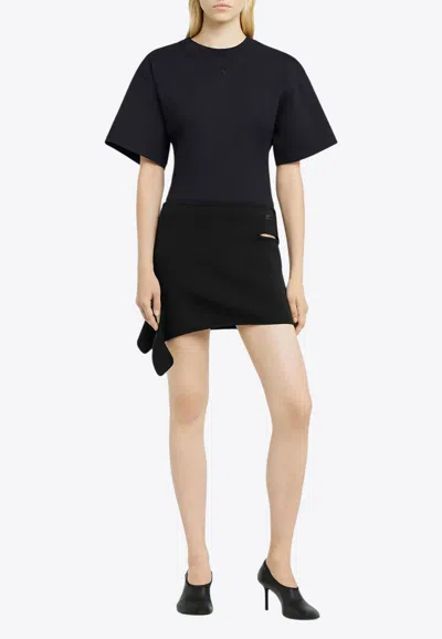 Courrèges Wide-sleeved Crewneck T-shirt In Black