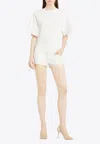 Courrèges Short-sleeved Fitted Top With Boxy Silhouette In Gray