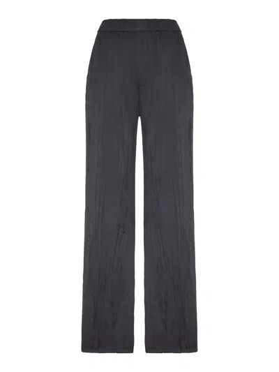Courrèges Wide-leg Crushed Satin Trousers In Black