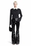 Courrèges Patent-finish Flared Trousers In Black&white