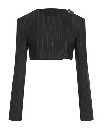 Courrèges Pinstripe-pattern Cropped Jacket In Black
