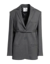 COURRÈGES COURREGES WOMAN BLAZER LEAD SIZE 6 VIRGIN WOOL, ELASTANE