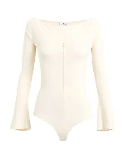 Courrèges Off-the-shoulder Zip-detailed Jersey Bodysuit In Off-white