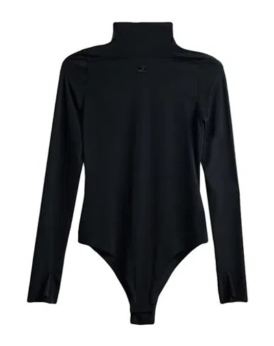COURRÈGES COURREGES WOMAN BODYSUIT BLACK SIZE M POLYESTER, ELASTANE