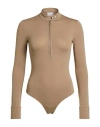 Courrèges Long Sleeve Jumpsuit In Nude