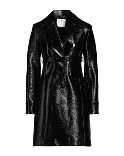 COURRÈGES COURREGES WOMAN COAT BLACK SIZE 6 COTTON, POLYURETHANE, ELASTANE