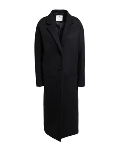 Courrèges Courreges Woman Coat Black Size M Wool, Polyurethane, Polyester, Polyamide